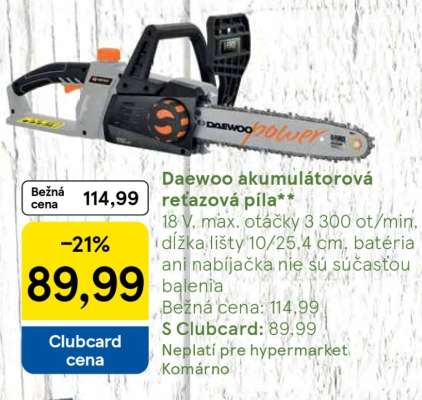 Daewoo akumulátorová reťazová píla**