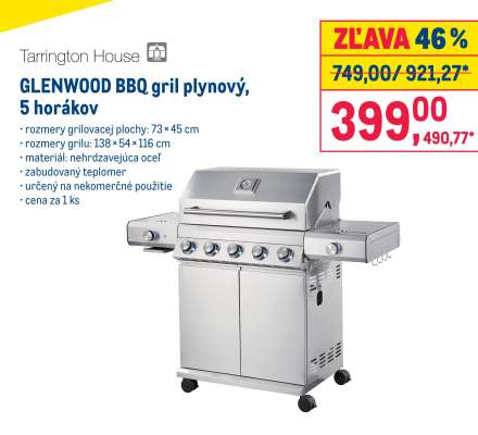 Glenwood BBQ gril plynový, 5 horákov
