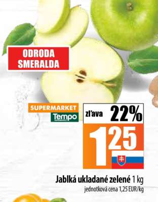 Jablká ukladané zelené