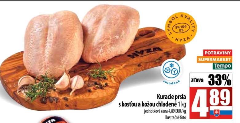 Kuracie prsia s kosťou a kožou chladené 1 kg