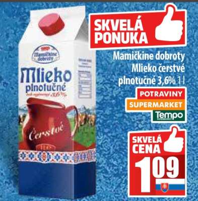Mamičkine dobroty Mlieko čerstvé plnotučné 3,6 %