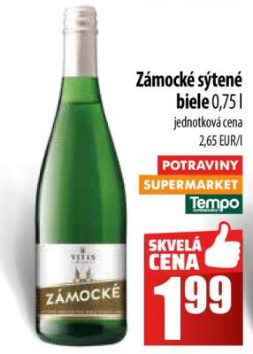 Zámocké sýtené biele 0,75 l