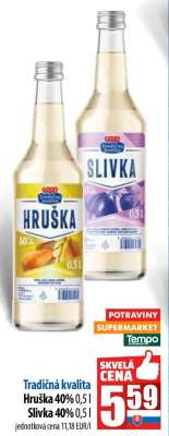Hruška 40% 0,5 l Slivka 40% 0,5 l