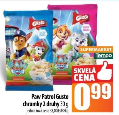 Paw Patrol Gusto chrumky 2 druhy