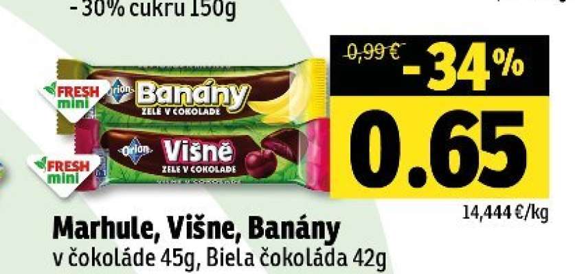 Marhule, Višne, Banány v čokoláde