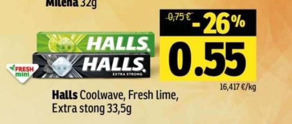 Halls Coolwave, Fresh lime, Extra strong 33,5g
