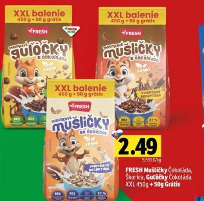 FRESH Mušličky Čokoláda, Škorica, Guľôčky Čokoláda XXL