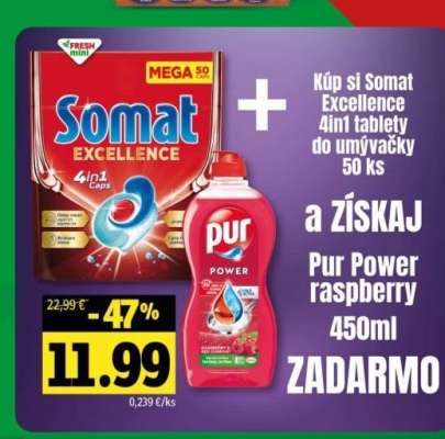 Somat Excellence 4in1 Caps 50 ks + Pur Power Raspberry 450ml