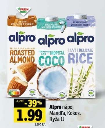 Alpro nápoj Mandľa, Kokos, Ryža 1l