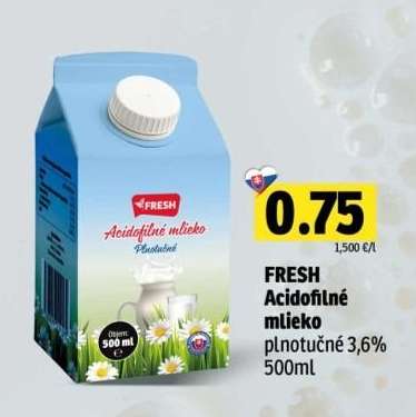 FRESH Acidofilné mlieko