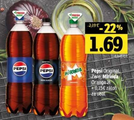 Pepsi Original, Zero, Mirinda Orange 2L