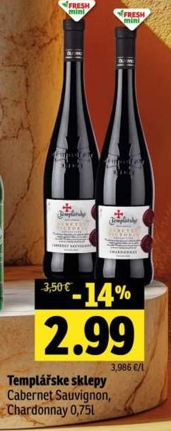 Templářske sklepy Cabernet sauvignon, Chardonnay 0,75l
