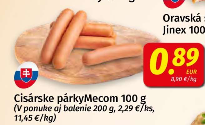 Cisárske párky Mecom 100 g