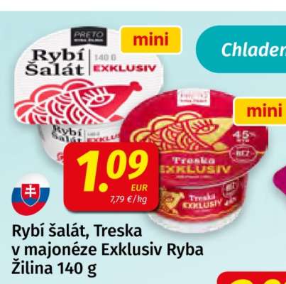 Rybí šalát, Treska v majonéze Exklusiv Ryba Žilina 140 g