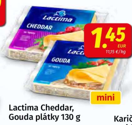 Lactima Cheddar, Gouda plátky 130 g