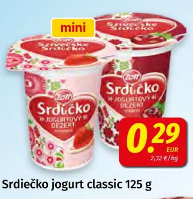 Srdiečko jogurt classic 125 g