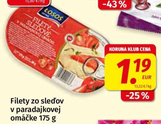 Filety zo sleďov v paradajkovej omáčke 175 g