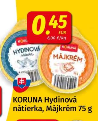 KORUNA Hydinová nátierka, Májkrém 75 g