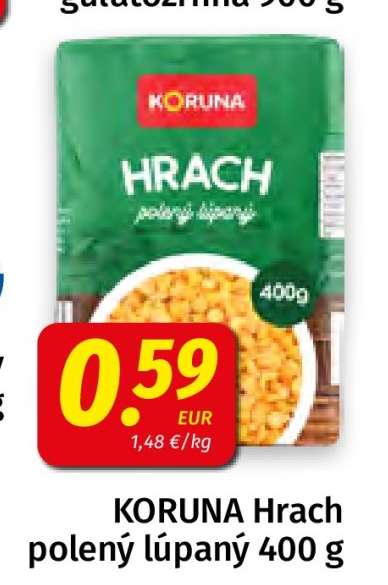 KORUNA Hrach polený lúpaný 400 g