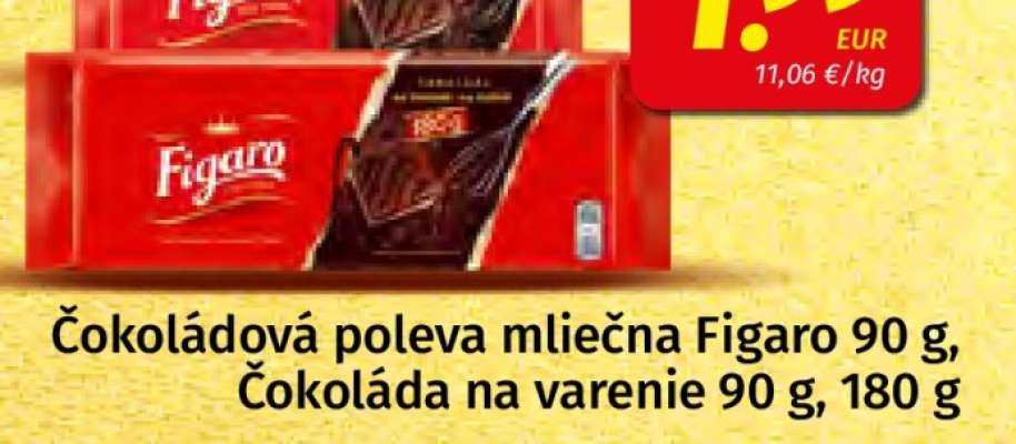 Čokoládová poleva mliečna Figaro 90 g, Čokoláda na varenie 90 g, 180 g