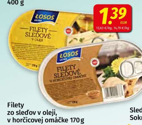 Filety zo sleďov v oleji, v horčicovej omáčke 170g