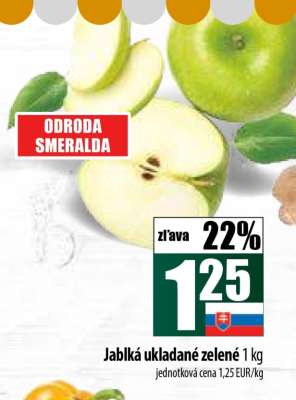 Jablká ukladané zelené