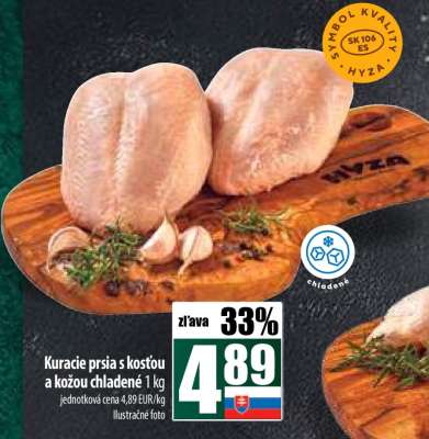 Kuracie prsia s kosťou a kožou chladené 1 kg
