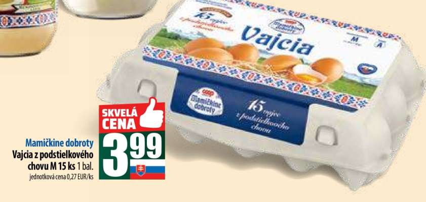 Vajcia z podstielkového chovu M 15 ks