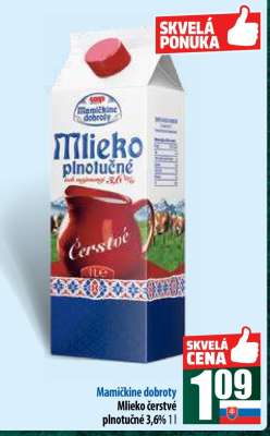 Mamičkine dobroty Mlieko čerstvé plnotučné 3,6 %