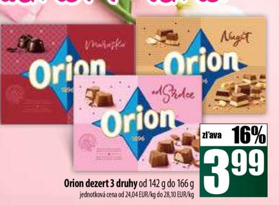Orion dezert 3 druhy
