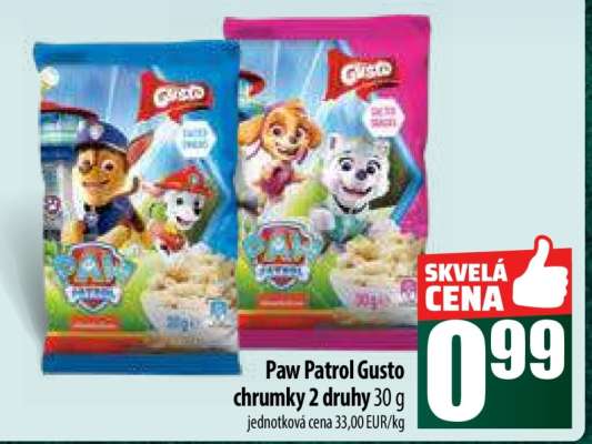 Paw Patrol Gusto chrumky 2 druhy