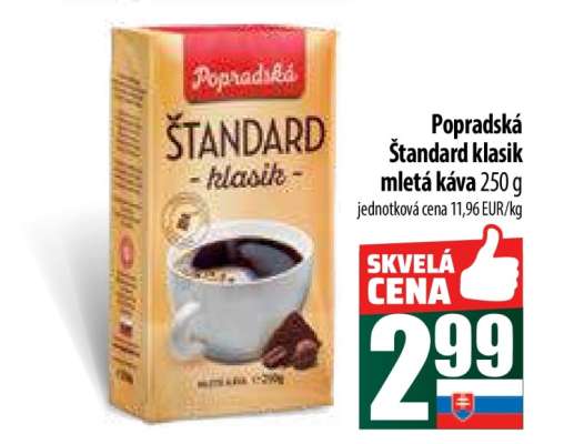 Popradská Štandard klasik mletá káva 250 g
