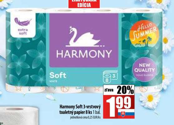 Harmony Soft 3-vrstvový toaletný papier 8 ks