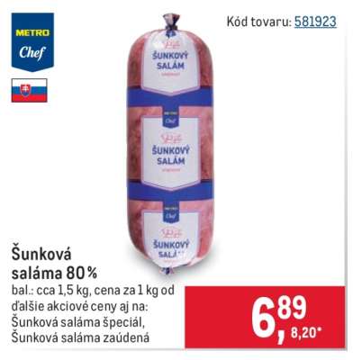 Šunková saláma 80 %