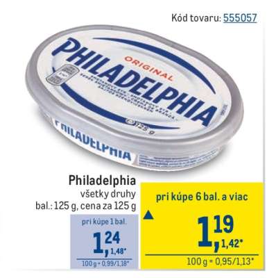 Philadelphia všetky druhy