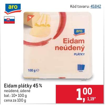 Eidam plátky 45 %