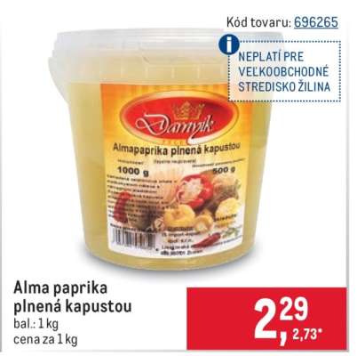 Alma paprika plnená kapustou