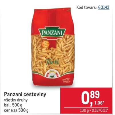 PANZANI cestoviny
