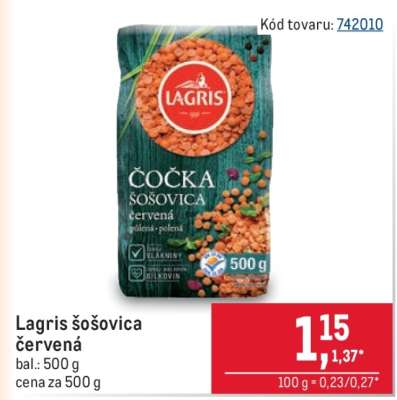 Lagris šošovica červená