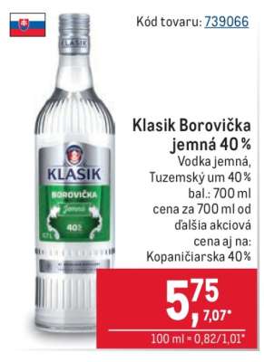 Klasik Borovička jemná 40 %