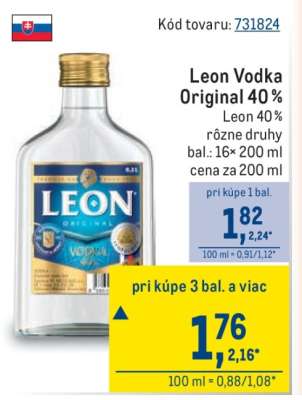 Leon Vodka Original 40 %