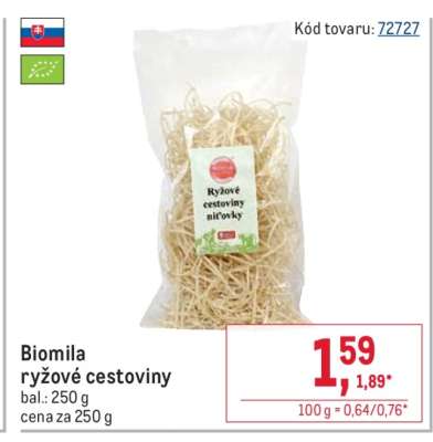 Biomila ryžové cestoviny