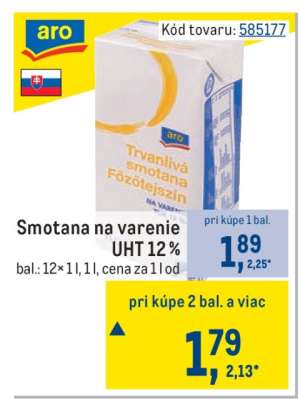 Smotana na varenie UHT 12 %