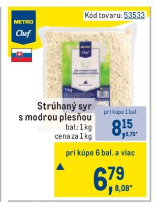 Strúhaný syr s modrou plesňou