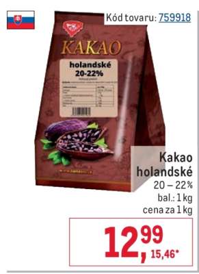 Kakao holandské 20 – 22 %