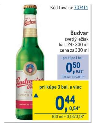Budvar svetlý ležiak