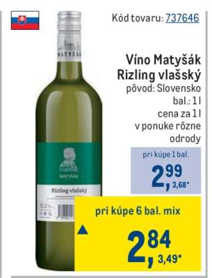 Víno Matyšák Rizling vlašský