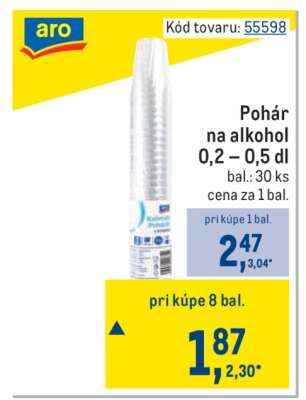 Pohár na alkohol 0,2 – 0,5 dl