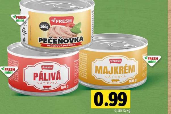 FRESH mini Pečeňovka, Pálivá nátierka, Majkrém nátierka