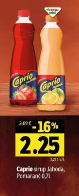 Caprio sirup Jahoda, Pomaranč 0,7l